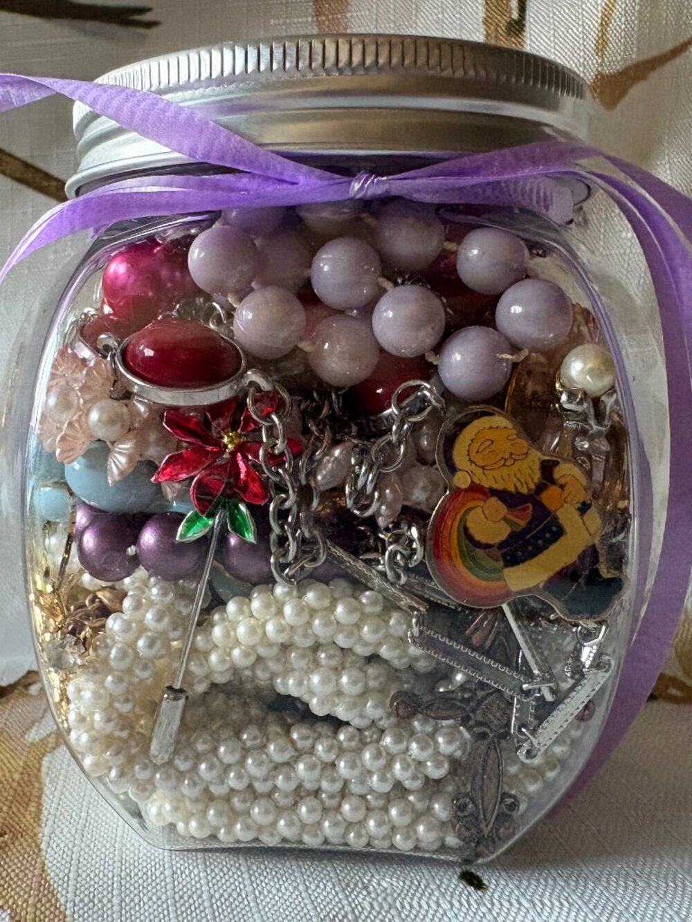 Mystery Vintage Costume Jewelry Jar "Seasons"